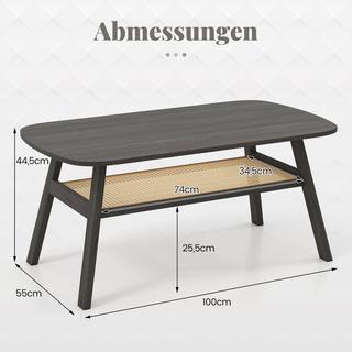 Northix Couchtisch mit Rattanregal  