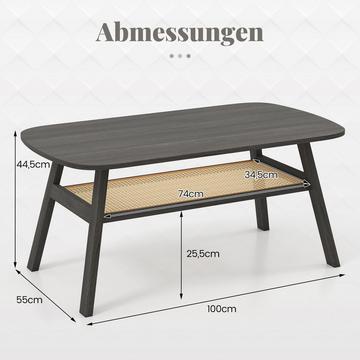 Couchtisch mit Rattanregal