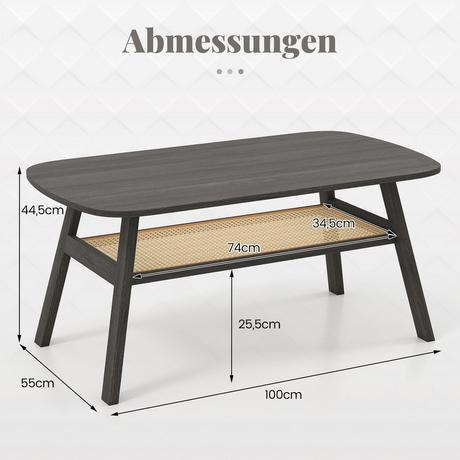 Northix Couchtisch mit Rattanregal  