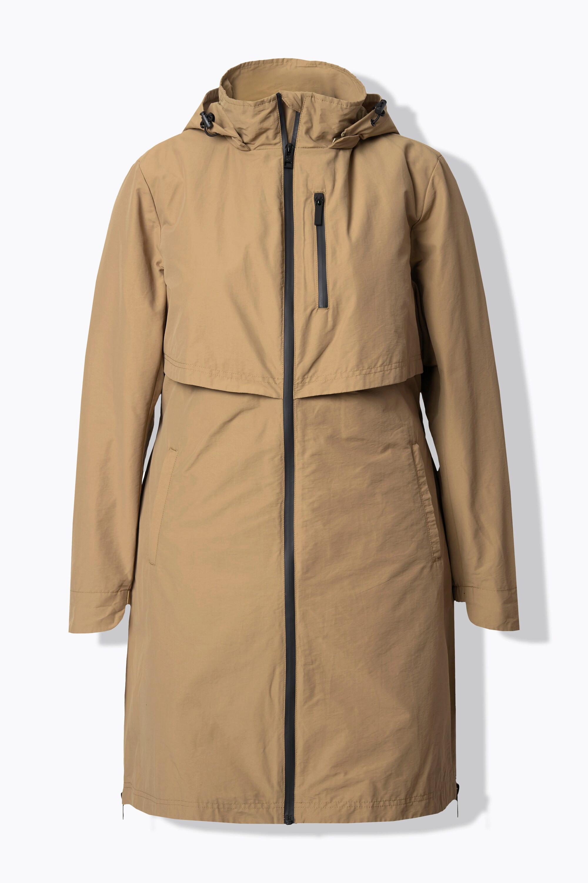 Ulla Popken Parka Spacchetti Laterali con Zip Cappuccio Tasche con Zip  