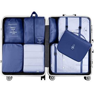 Only-bags.store  8-teilige Packwürfel, Kleidersäcke, Kofferorganisation für Urlaub und Reisen, Packwürfel-Set, Reisewürfel, Organisationssystem für Koffer - Dunkelblau 