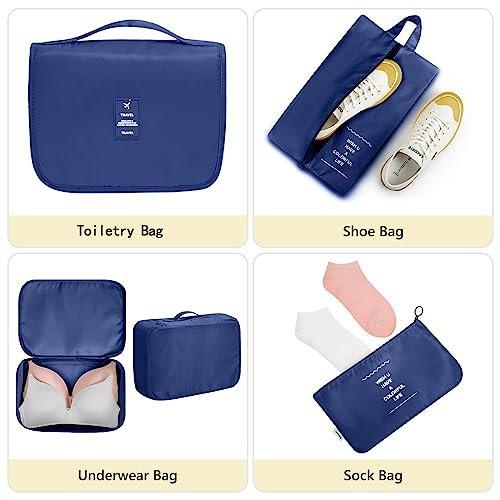 Only-bags.store  8-teilige Packwürfel, Kleidersäcke, Kofferorganisation für Urlaub und Reisen, Packwürfel-Set, Reisewürfel, Organisationssystem für Koffer - Dunkelblau 