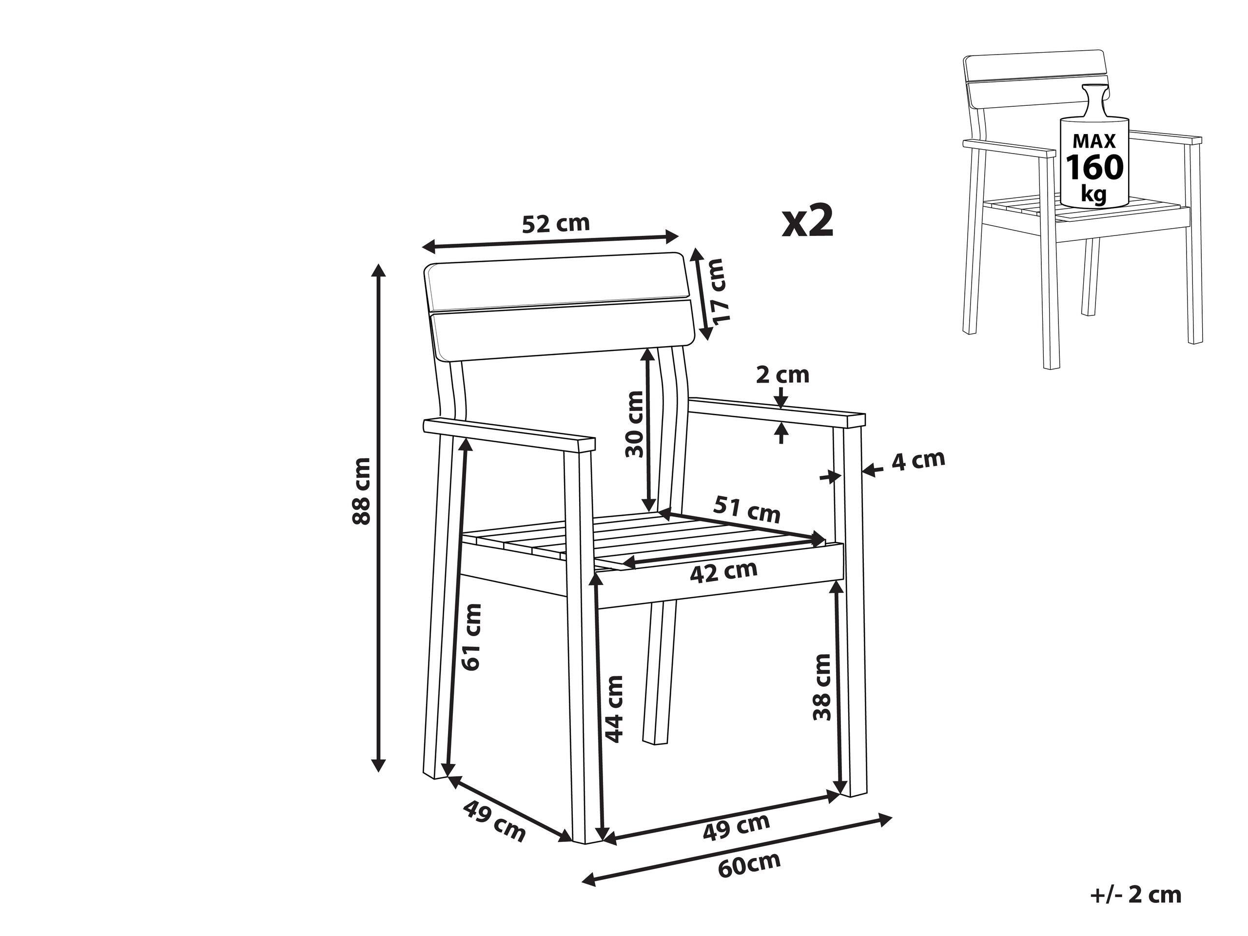 Beliani Set di 2 sedie en Legno d'acacia Classico FORNELLI  