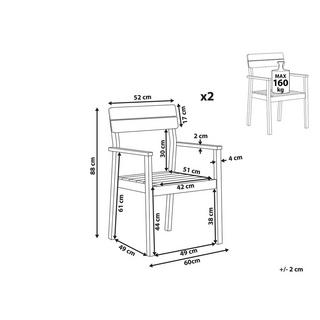 Beliani Set di 2 sedie en Legno d'acacia Classico FORNELLI  