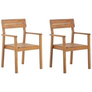 Beliani Lot de 2 chaises en Acacia Traditionnel FORNELLI  