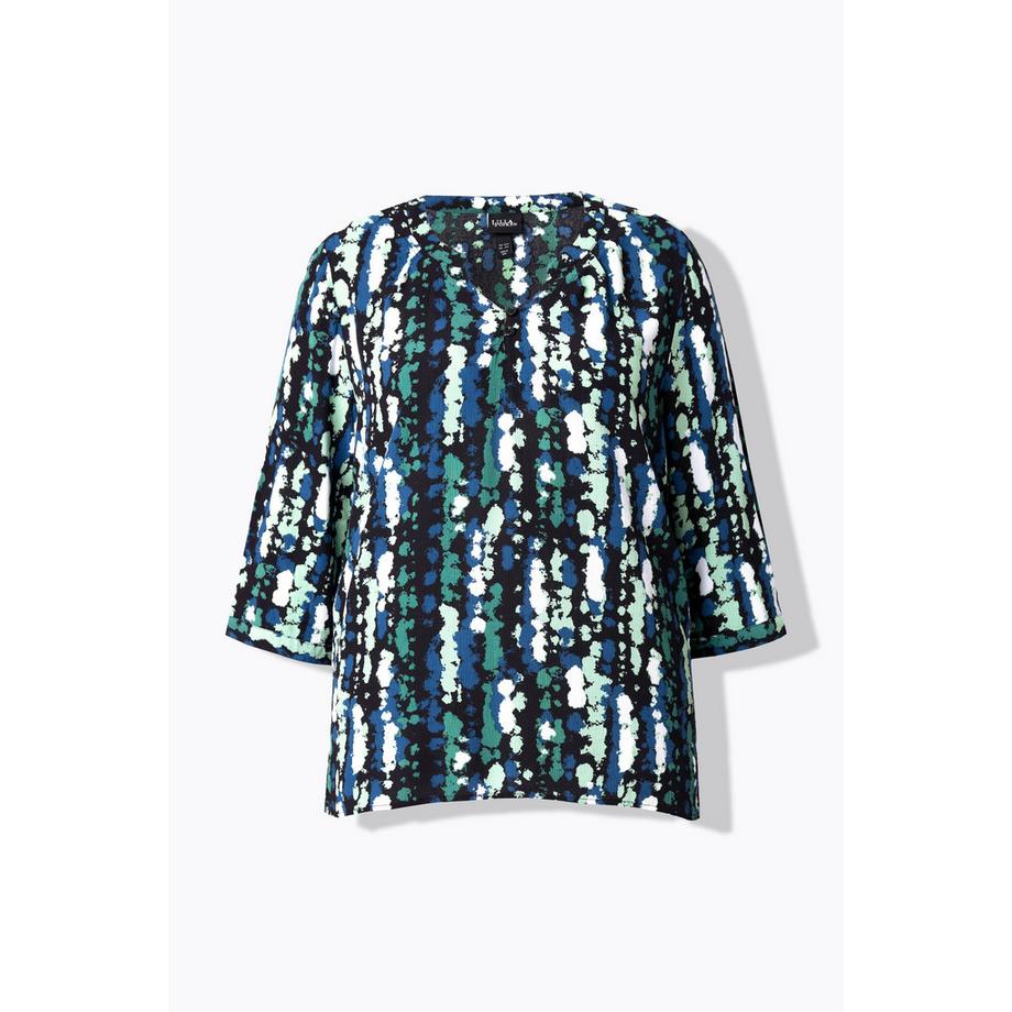 Ulla Popken Tunique Imprimée Col Rond Manches 3/4 Boutons  