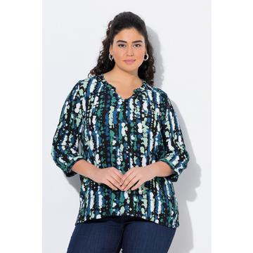 Tunique imprimée. Col rond et manches 3/4. Boutons