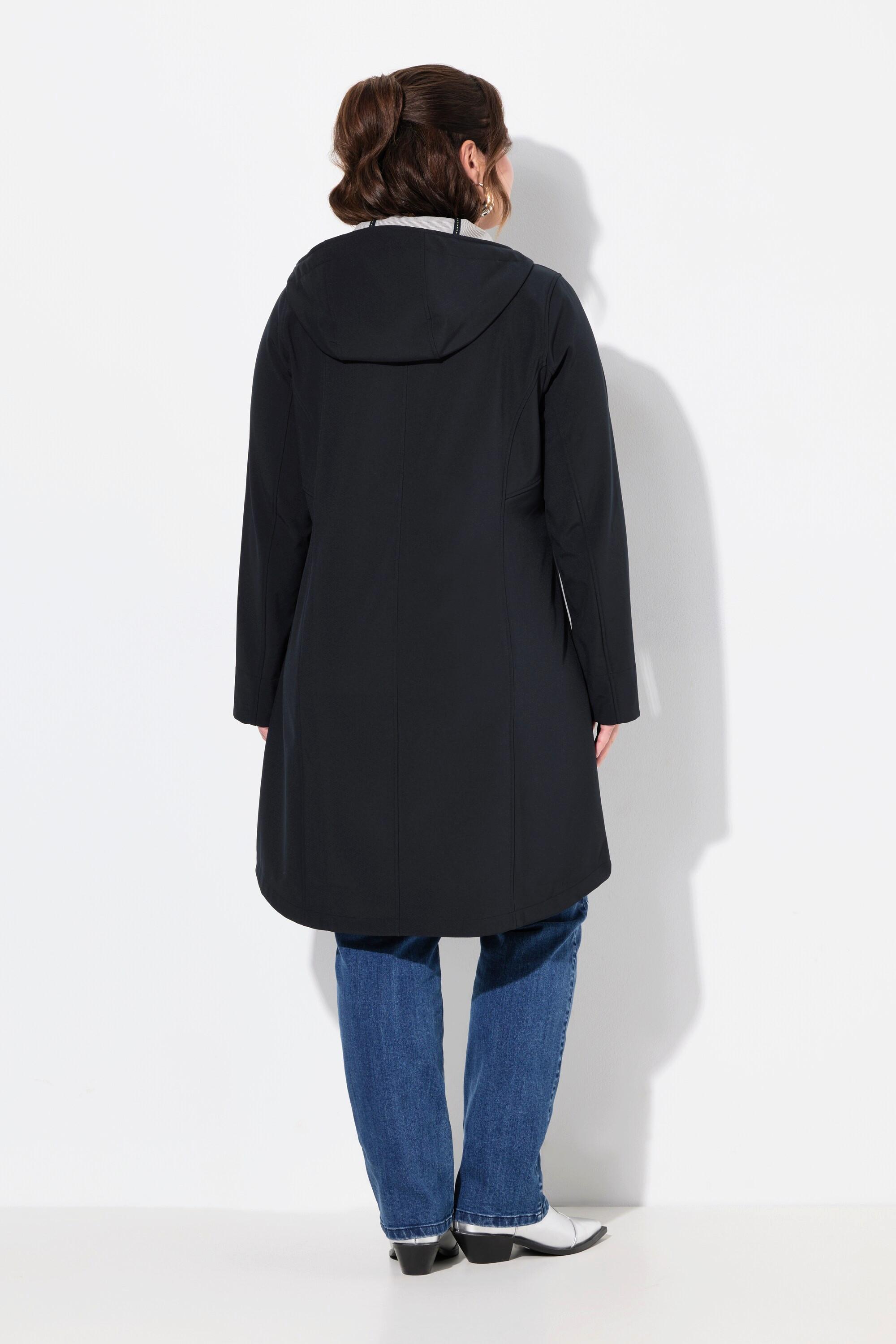 Ulla Popken HYPRAR Softshell Longjacke Wasserabweisend Kapuze  