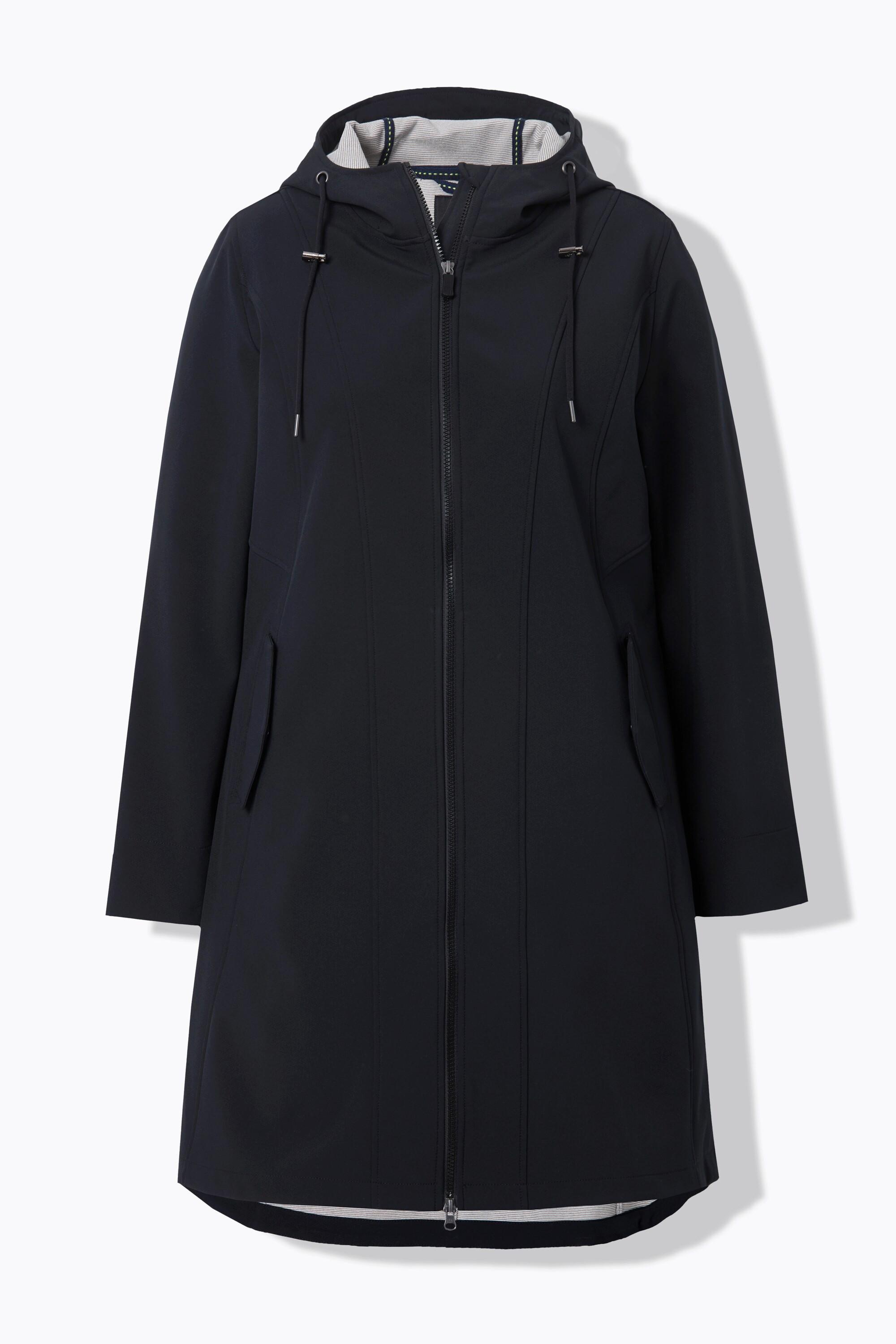 Ulla Popken HYPRAR Softshell Longjacke Wasserabweisend Kapuze  