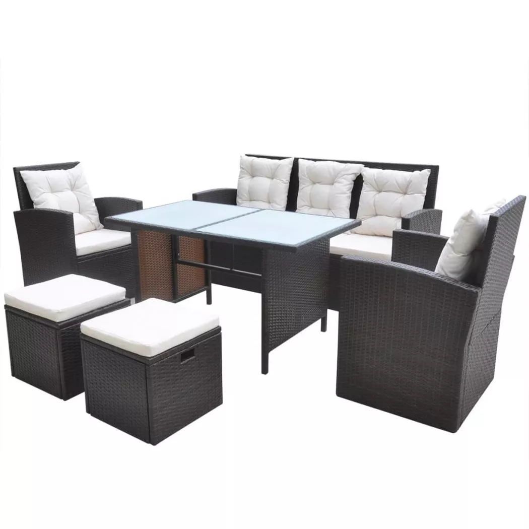VidaXL - Table et chaise de jardin rotin synthétique, One Size, Marron