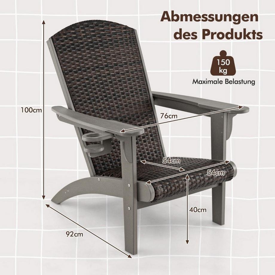 Northix Adirondack-Stuhl mit Getränkehalter  