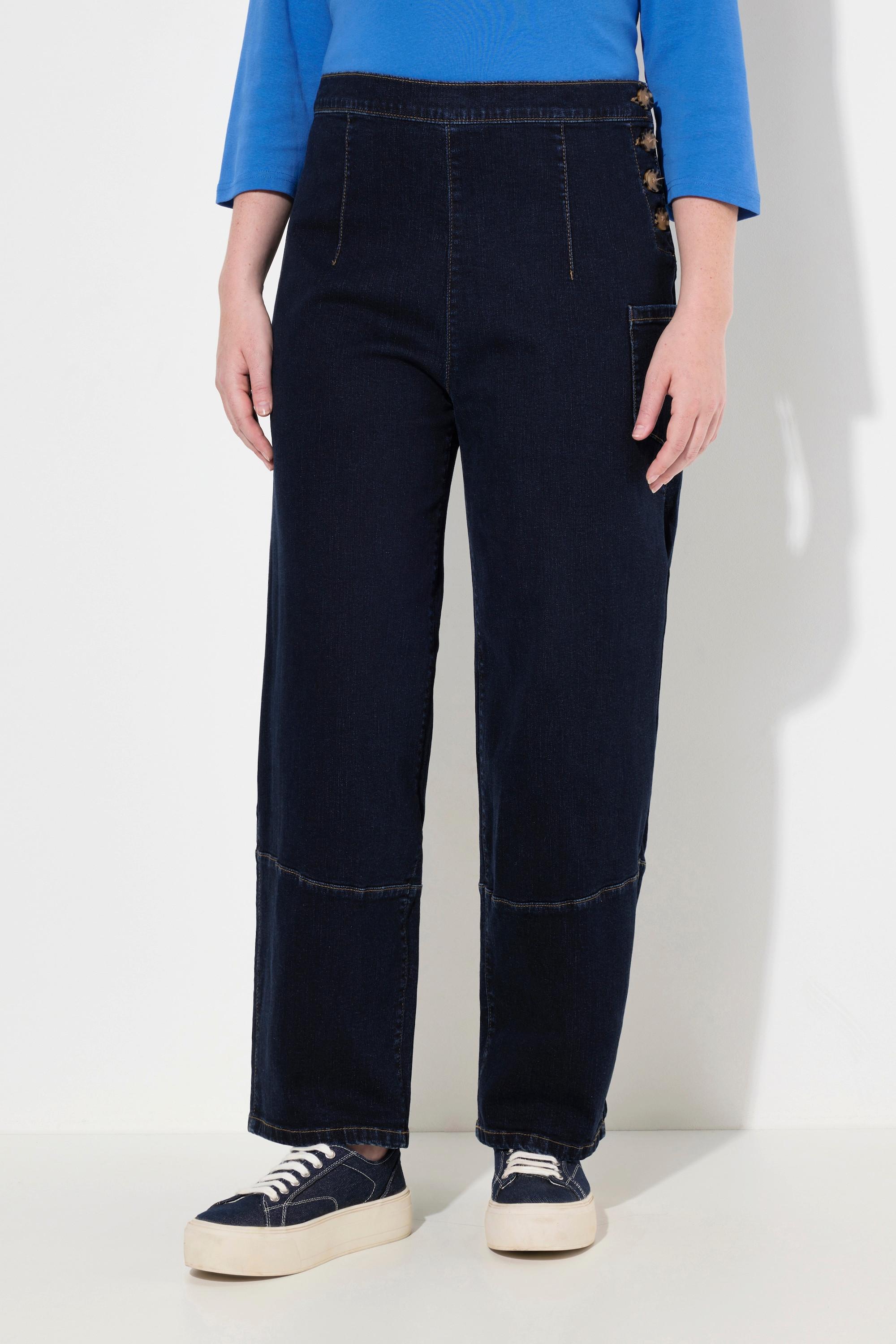 Ulla Popken  Barrel-Jeans, weites Bein, Komfortbund, Biobaumwolle 