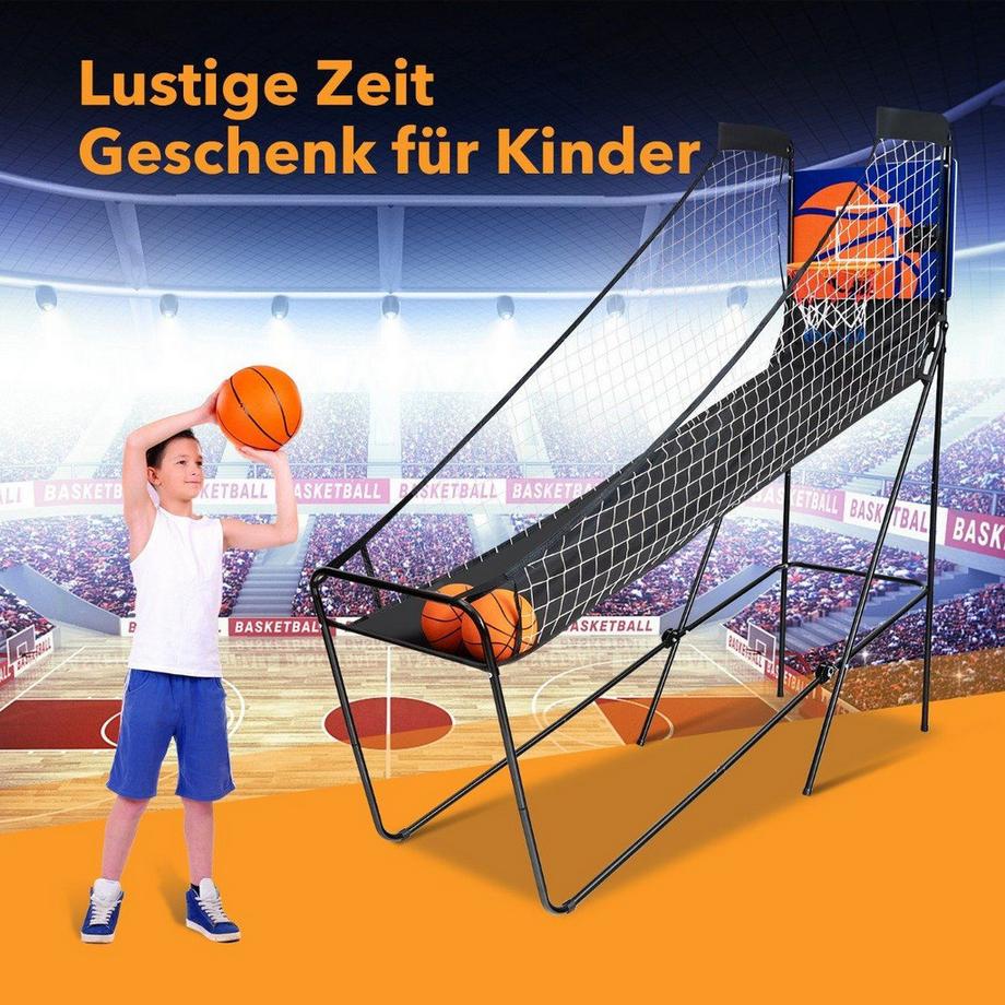 Northix  Tragbares Arcade-Basketballspiel Basketballautomat für Kinder 208 x 62 x 207 cm Schwarz 