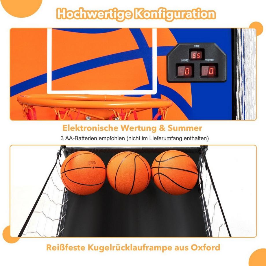 Northix  Tragbares Arcade-Basketballspiel Basketballautomat für Kinder 208 x 62 x 207 cm Schwarz 