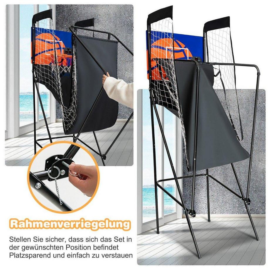 Northix  Tragbares Arcade-Basketballspiel Basketballautomat für Kinder 208 x 62 x 207 cm Schwarz 