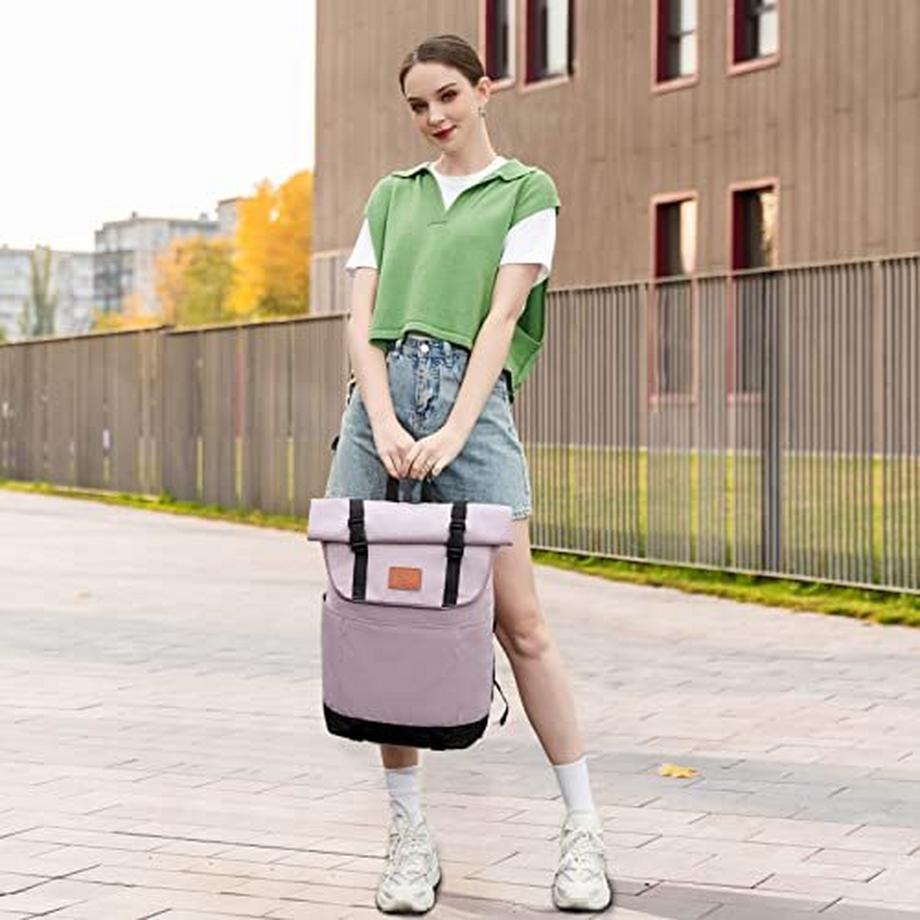 Only-bags.store Sac à dos Rolltop pour ordinateur portable Sac à dos étanche avec compartiment pour ordinateur portable 15.6 pouces  