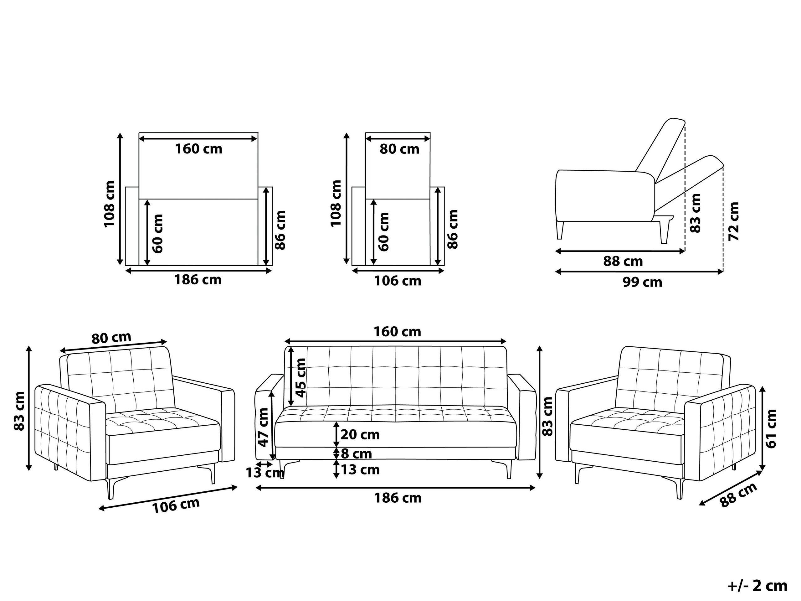 Beliani Set da salotto en Velluto Moderno ABERDEEN  