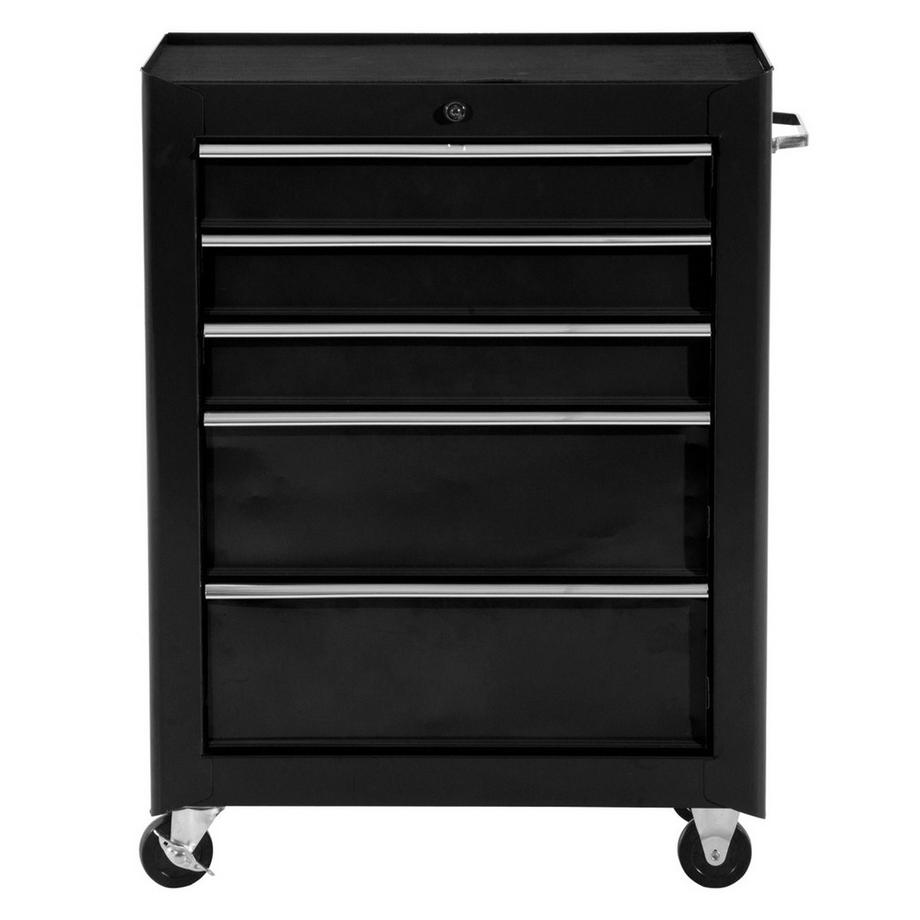 Chariot d'atelier chariot à outils vide verrouillable avec 5 tiroirs, 2 clés, tapis antidérapants, armoire à outils noir Aosom