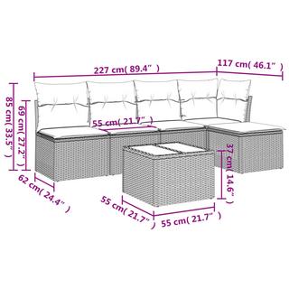 VidaXL set divano da giardino Polirattan  