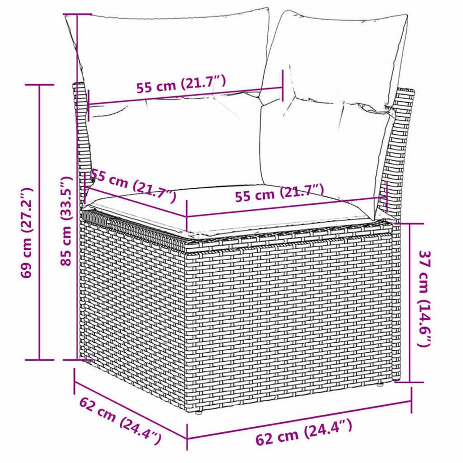 VidaXL set divano da giardino Polirattan  