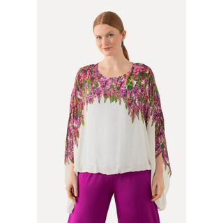 Ulla Popken  Blouse doublée, imprimé floral. Décolleté rond et manches courtes. 