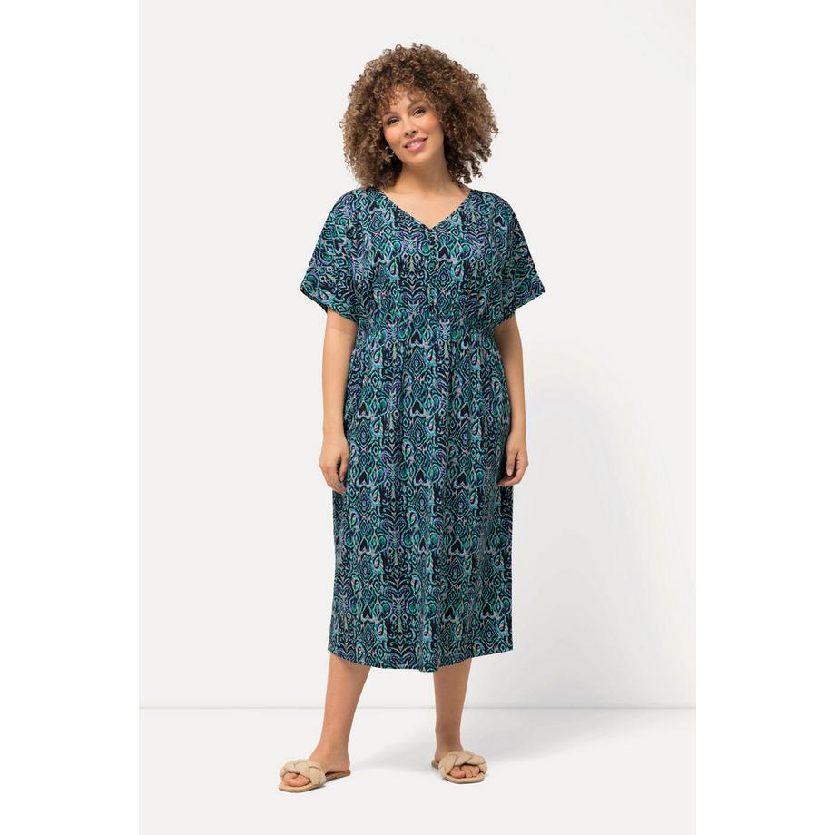 Ulla Popken Jersey Midikleid Oversized V-Ausschnitt Halbarm  