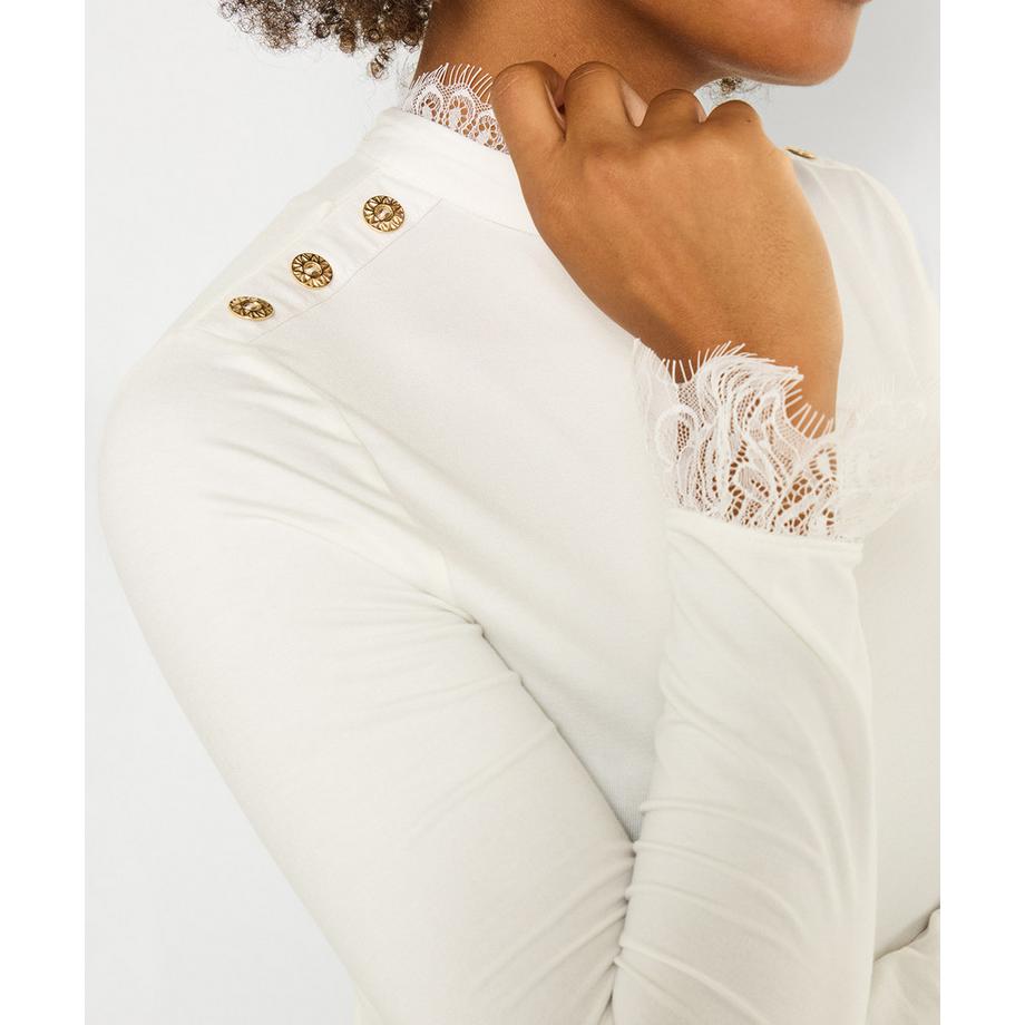 Joe Browns Top Jersey Collo Alto Bordo Pizzo  