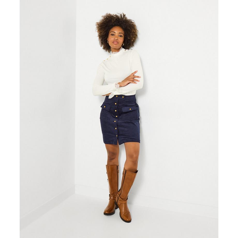 Joe Browns Top Jersey Collo Alto Bordo Pizzo  