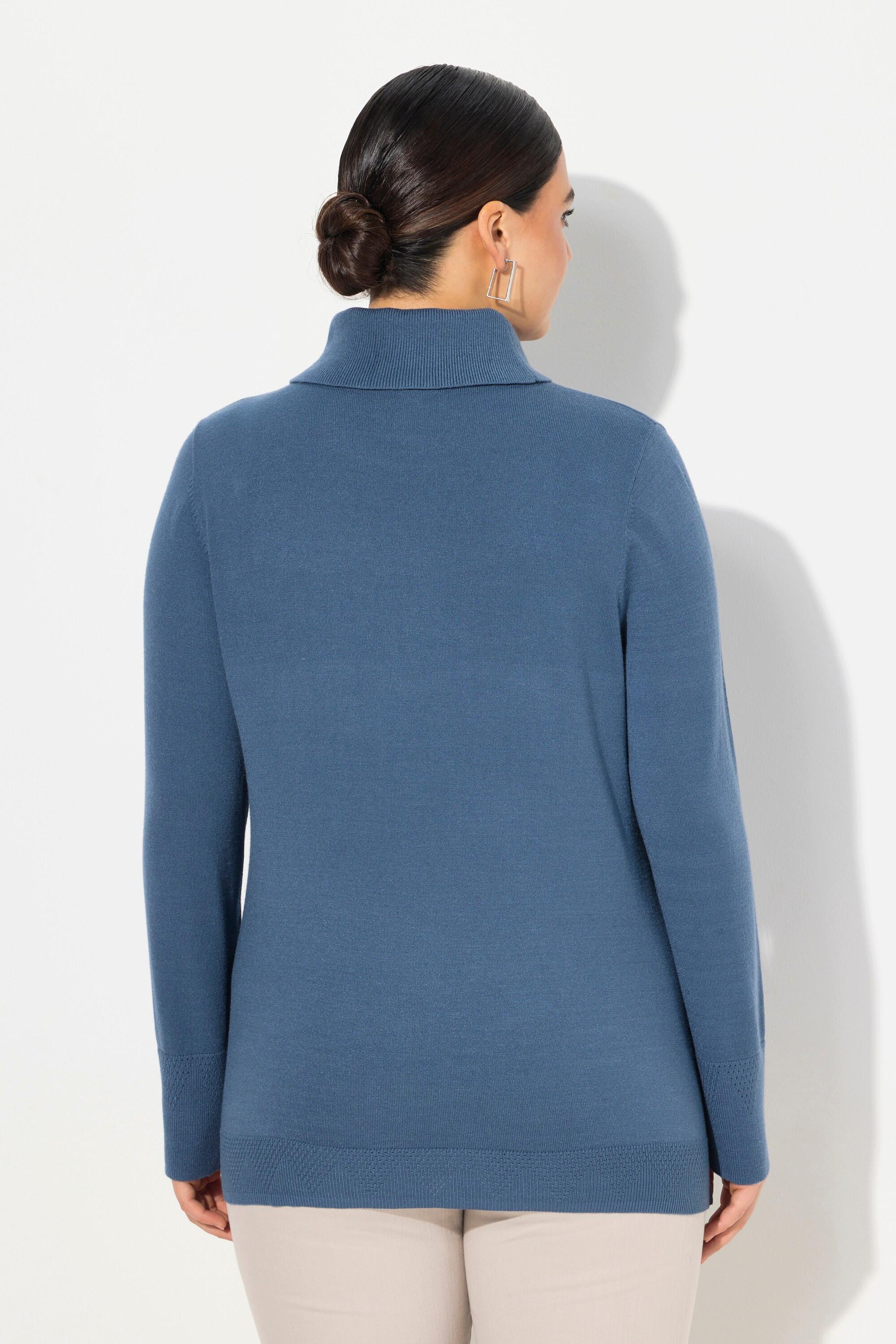 Ulla Popken  Pullover con collo dolcevita, alti orli a costine e maniche lunghe 