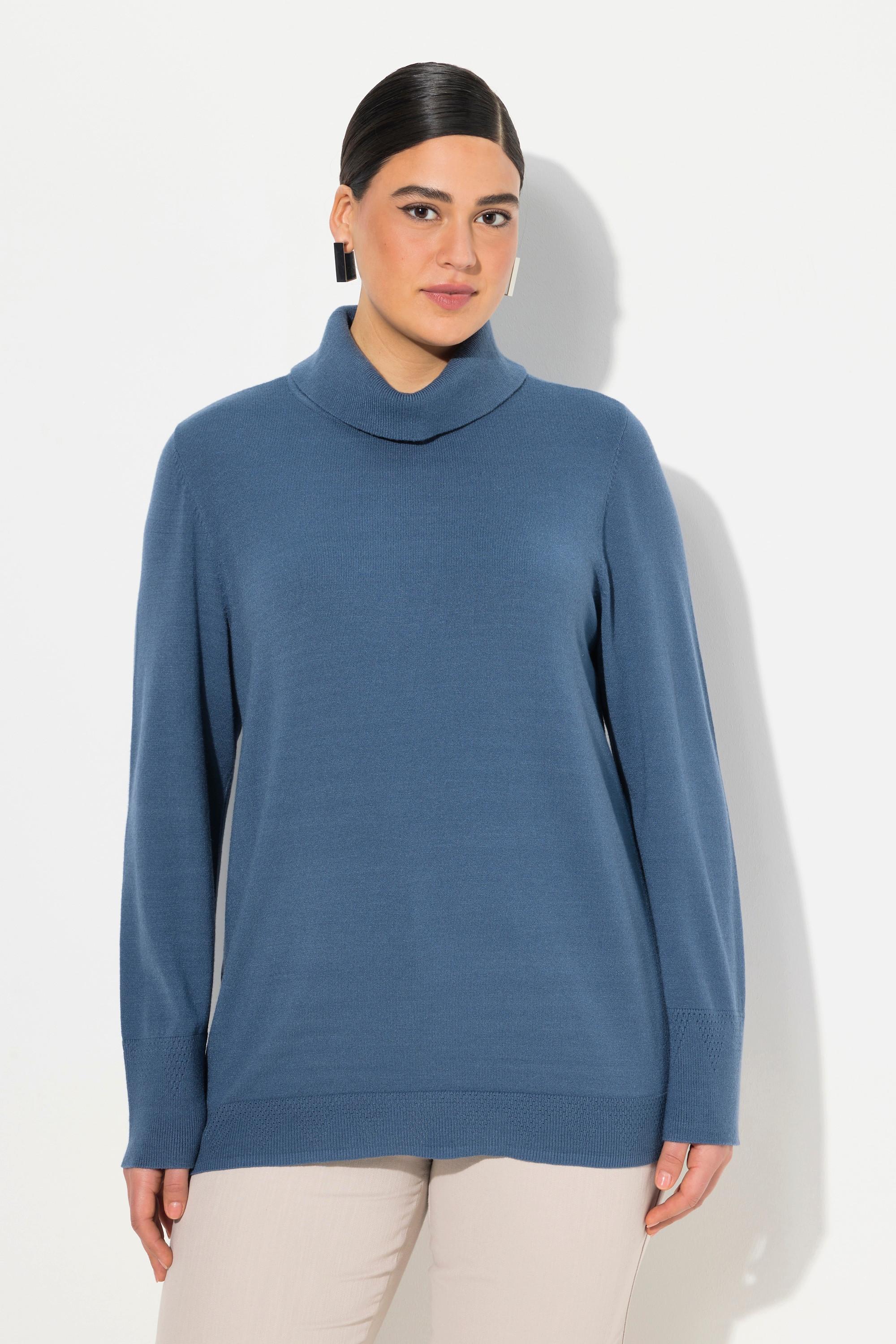 Ulla Popken  Pullover con collo dolcevita, alti orli a costine e maniche lunghe 