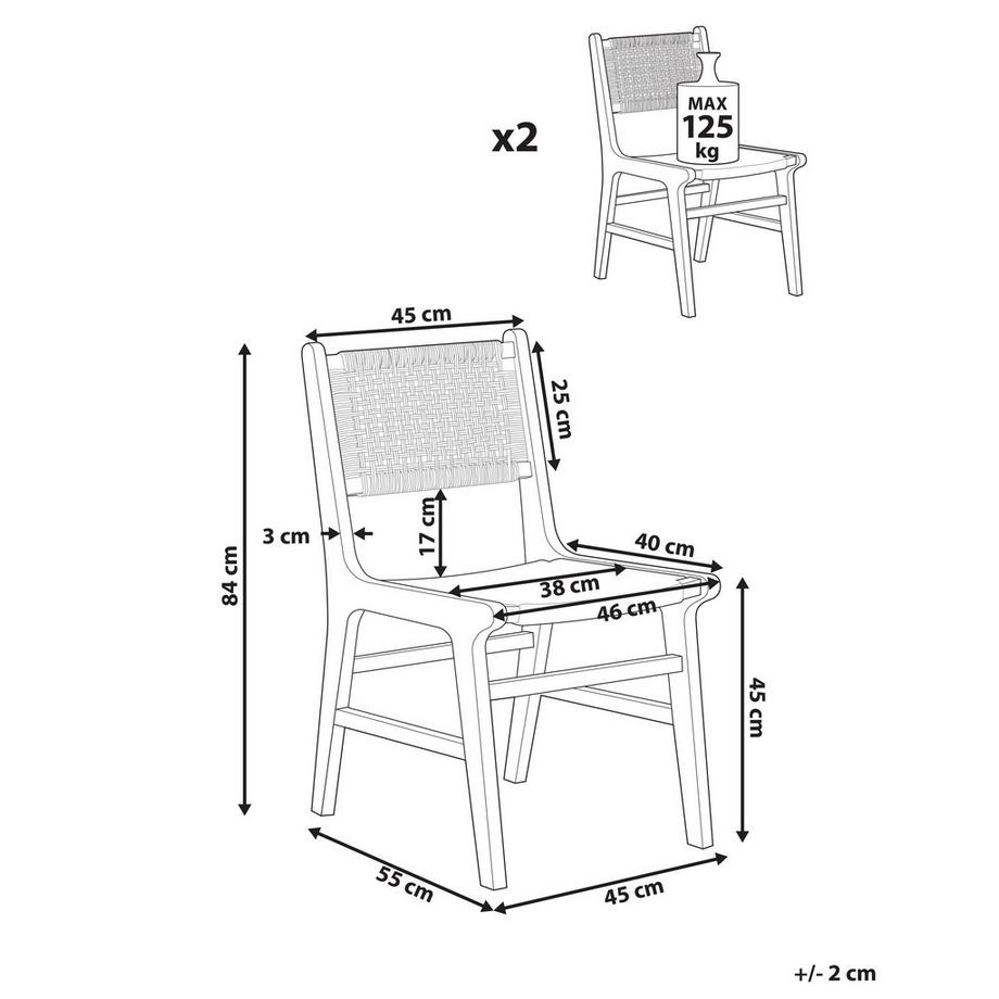 Beliani Set di 2 sedie da pranzo en Legno di caucciù Rustico OZELLA  