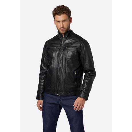 RICANO  Veste en cuir pour homme Albert - Style classique avec col montant 