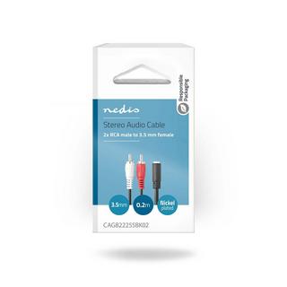 Nedis  Câble audio stéréo | 2x RCA Hane | 3.5 mm Hona | Nickelplaterad | 0.20 m | Rond | Låda 