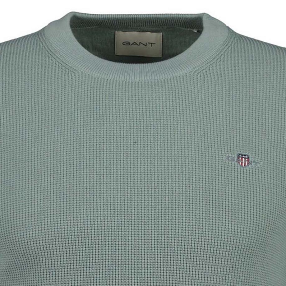 GANT Micro Texturiertes Baumwollpullover Rundhals  