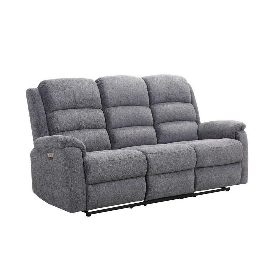 Vente-unique Couchgarnitur mit elektrischer Relaxfunktion 3+2 - Stoff - Anthrazit - NEVERS  