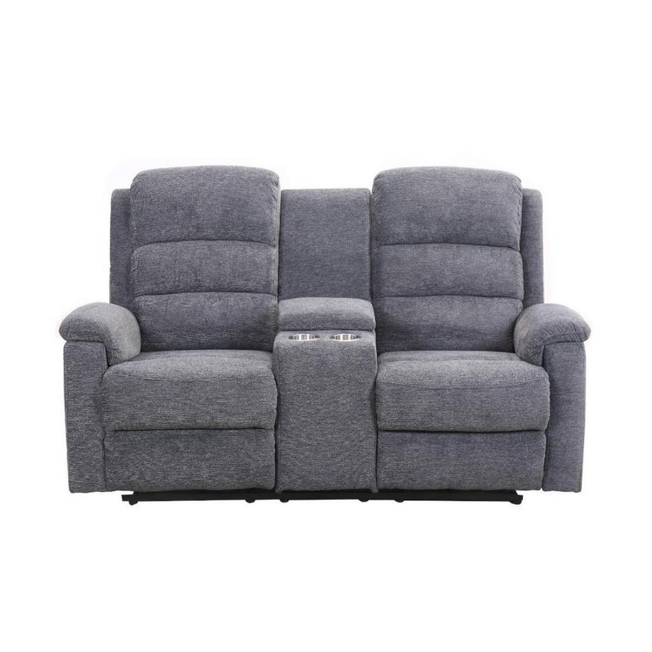 Vente-unique Couchgarnitur mit elektrischer Relaxfunktion 3+2 - Stoff - Anthrazit - NEVERS  