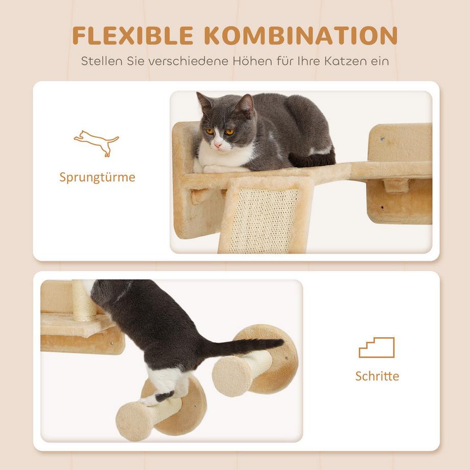 PawHut  Ensemble mur d'escalade pour chat 
