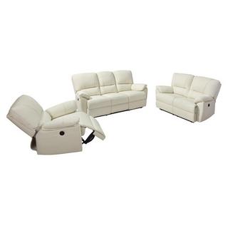 Vente-unique Relaxsofa Ledergarnitur elektrisch Marcis 3+2+1 Elfenbein  