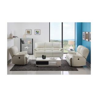 Vente-unique Relaxsofa Ledergarnitur elektrisch Marcis 3+2+1 Elfenbein  