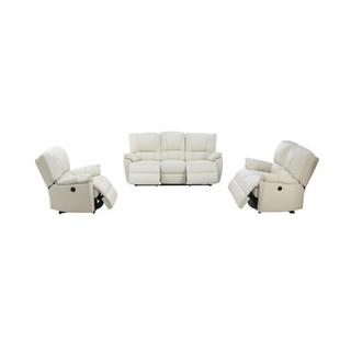 Vente-unique Relaxsofa Ledergarnitur elektrisch Marcis 3+2+1 Elfenbein  