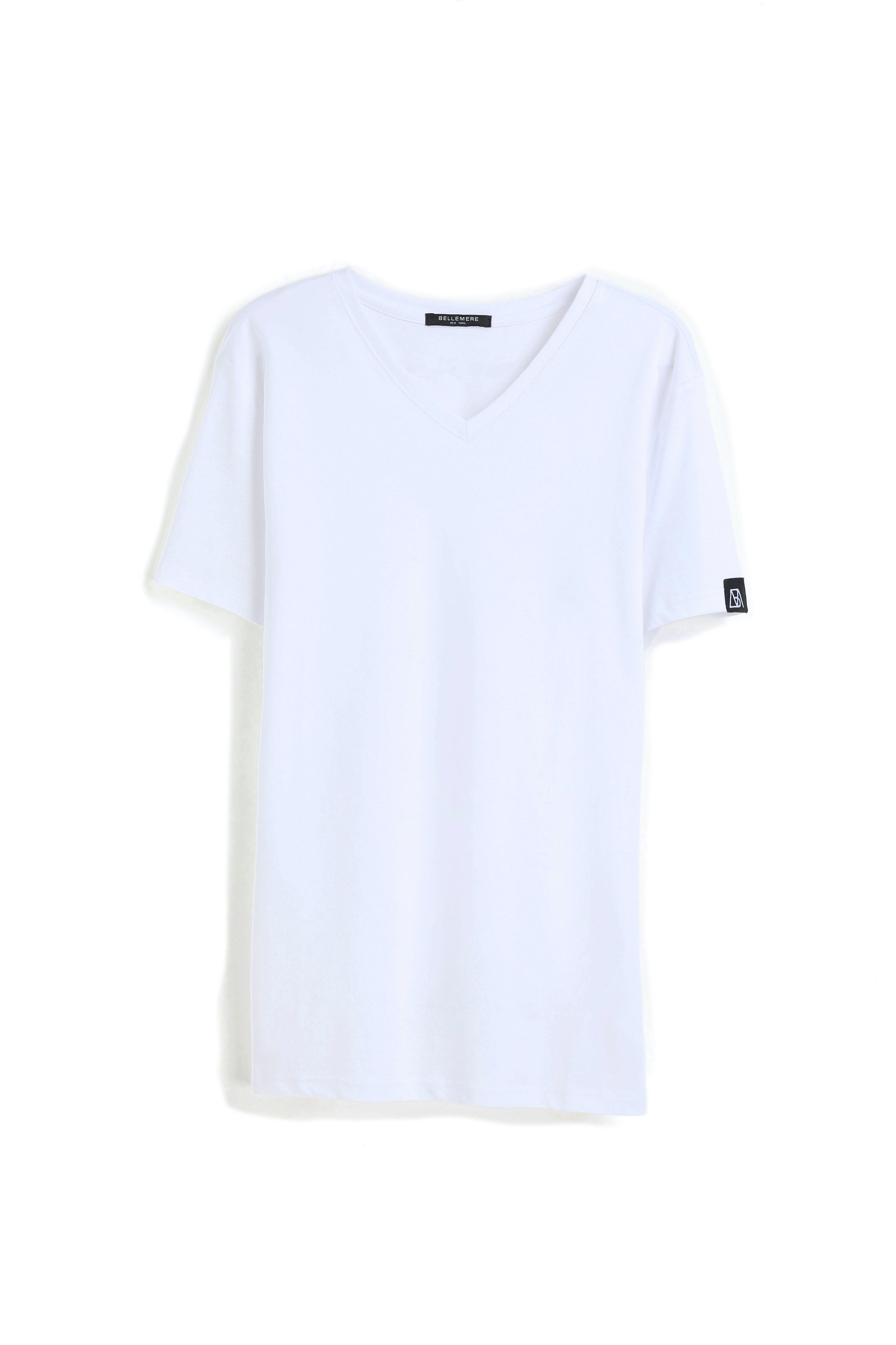 Bellemere New York  Grandioses T-Shirt aus merzerisierter Baumwolle mit V-Ausschnitt 