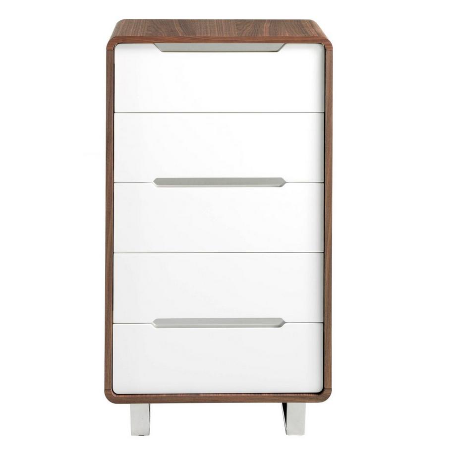 ANGEL CERDA Chiffonnier bois blanc, noyer et acier chromé  