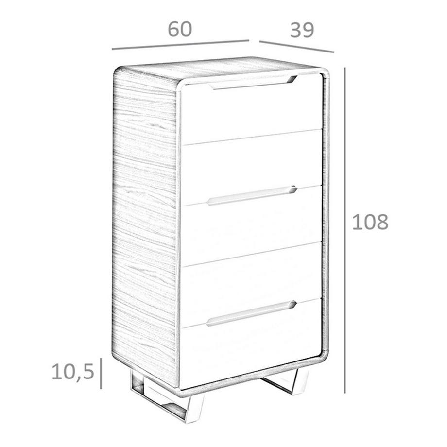 ANGEL CERDA Chiffonnier bois blanc, noyer et acier chromé  