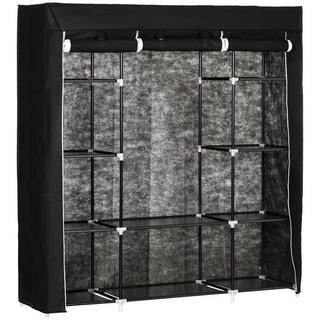 Northio Armoire En Tissu Avec Fermeture Éclair, 1 Tringle À Vêtements, 10 Étagères, 150X43X162,5Cm, Tissu Intissé  