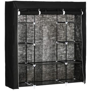 Armoire En Tissu Avec Fermeture Éclair, 1 Tringle À Vêtements, 10 Étagères, 150X43X162,5Cm, Tissu Intissé