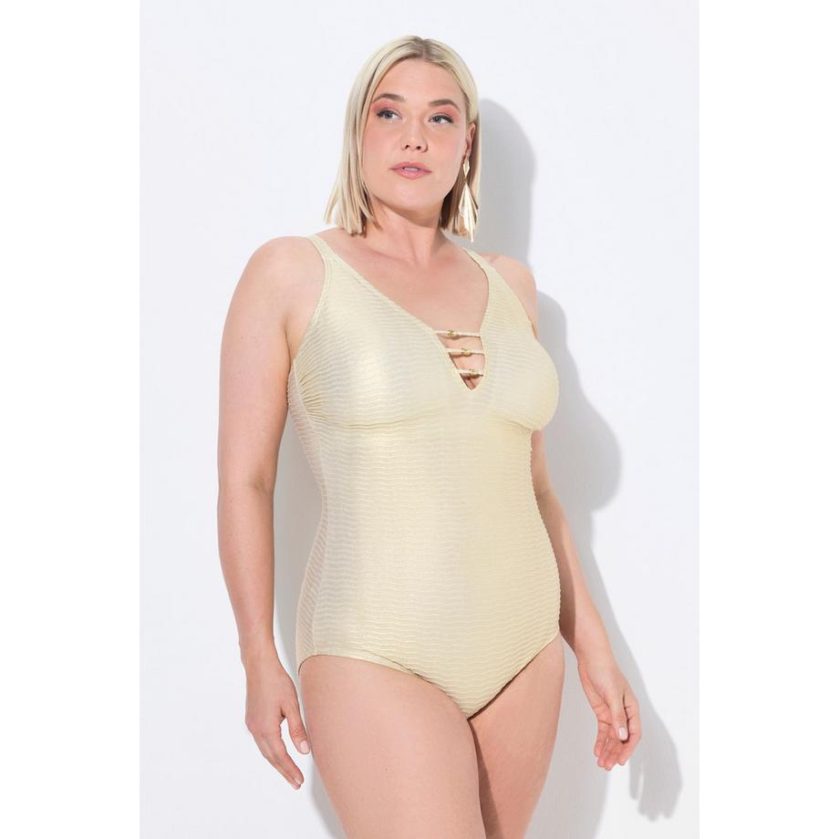 Ulla Popken Costume da bagno Motivo Onde Coppe Morbide Spalline Regolabili  