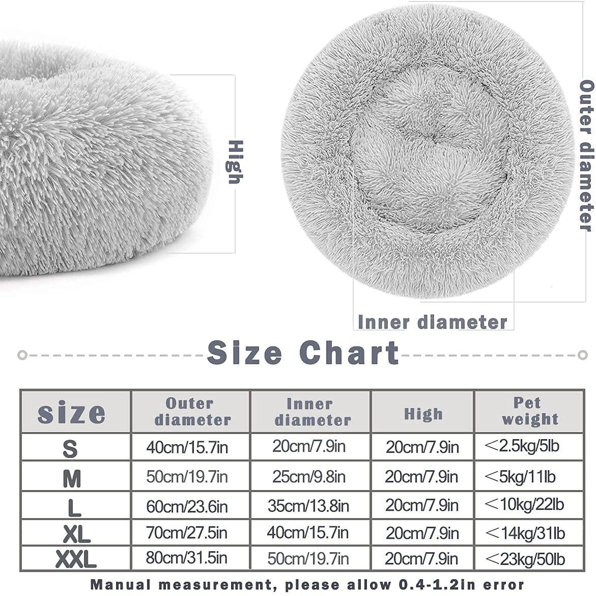 Alopini  Hundebett Hundekissen Flauschig rund aus Plüsch - Donut 
