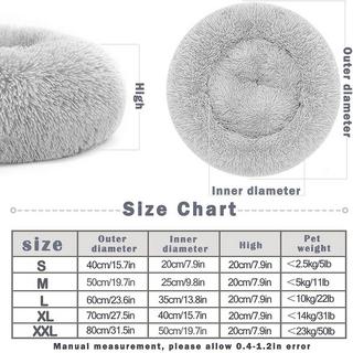 Alopini  Hundebett Hundekissen Flauschig rund aus Plüsch - Donut 