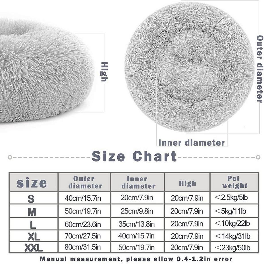Alopini  Hundebett Hundekissen Flauschig rund aus Plüsch - Donut 