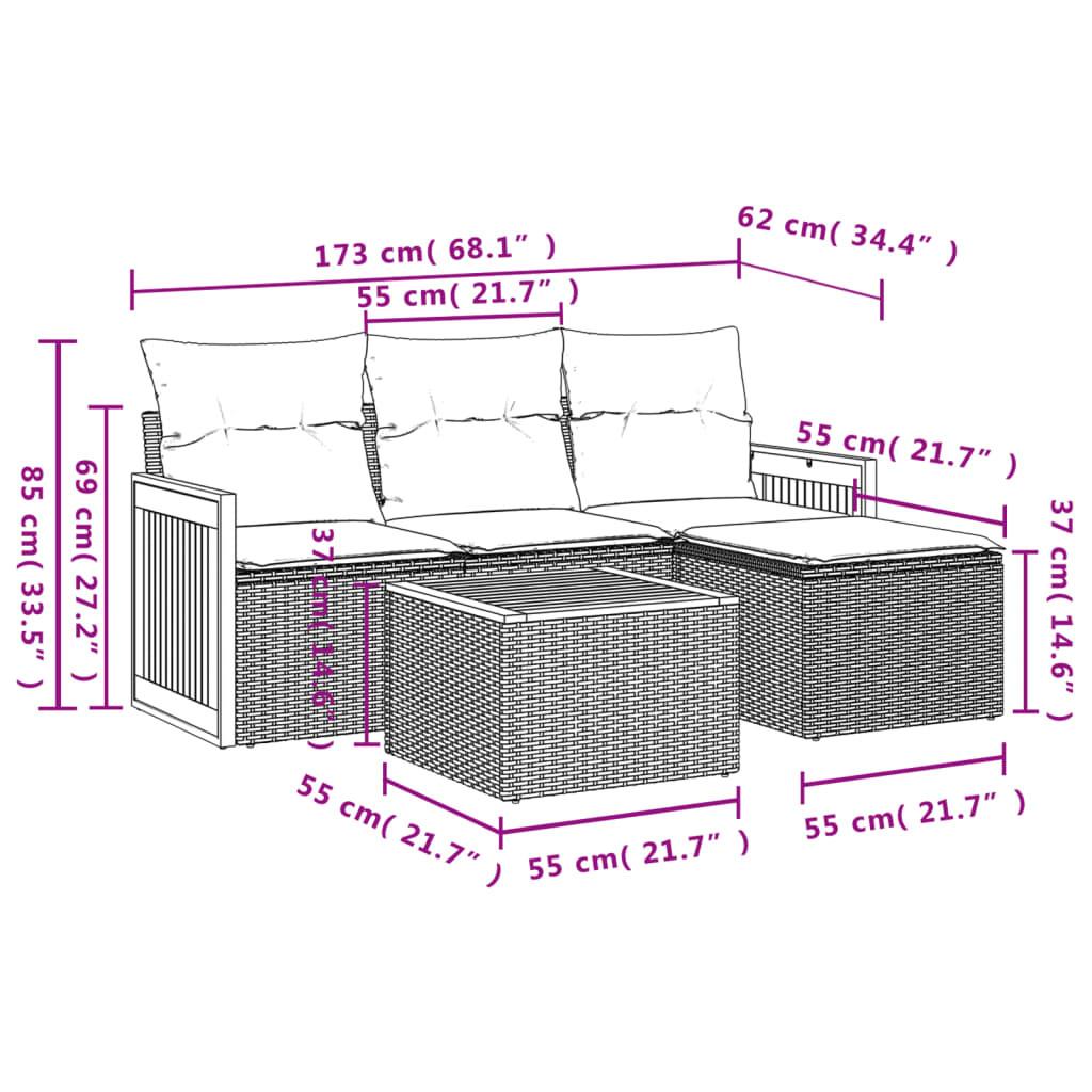 VidaXL set divano da giardino Polirattan  